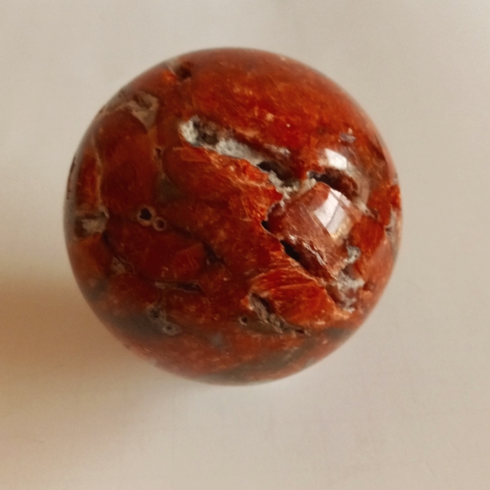 Large Orange Calcite Crystal Sphere w Druzy.